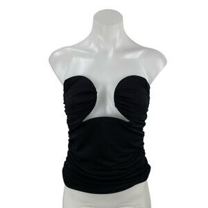 Pixie Market Dominique Black Wire Bustier Strapless Ruched Blouse Top Size S